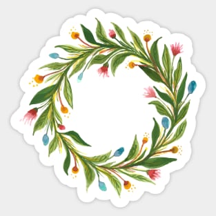 Watercolor Floral Wreath Sticker